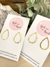 Load image into Gallery viewer, Small Brass Teardrop Hoops on Stainless Steel posts