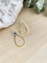 Load image into Gallery viewer, Small Brass Teardrop Hoops on Stainless Steel posts