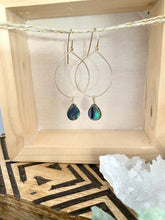 Load image into Gallery viewer, Hoop Earrings with Abalone Drop - 14k Gold fill or Sterling Silver