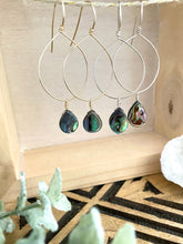 Load image into Gallery viewer, Hoop Earrings with Abalone Drop - 14k Gold fill or Sterling Silver