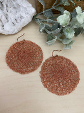 Load image into Gallery viewer, Wire Crochet Copper Tanya Earrings - Extra Large Copper Disc Earrings