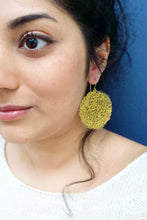 Load image into Gallery viewer, Wire Crochet Brass Tanya Earrings - Large Gold Disc Earrings