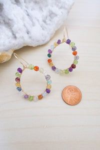 mixed gemstone earrings on hypollergenic 14k gold fill ear wires 
