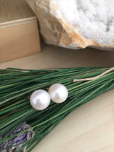 Load image into Gallery viewer, Large White Freshwater Pearl Earrings on Sterling Silver Posts 11mm