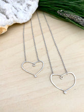 Load image into Gallery viewer, Open Hearts Necklace - Hammered textured Heart Necklaces - Sterling silver or Gold Filled