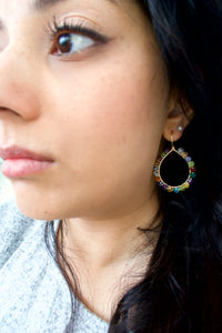 Confetti Gold Fill Hoops - Colorful Mixed Gemstone Hoops