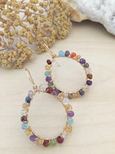 Load image into Gallery viewer, Confetti Gold Fill Hoops - Colorful Mixed Gemstone Hoops