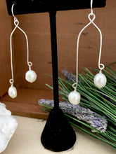 Load image into Gallery viewer, Double Drops Freshwater Pearl Earrings - Sterling Silver