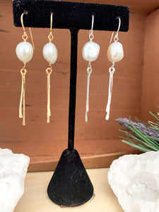 Pearl Dangle Earrings - Sterling Silver or Gold Fill