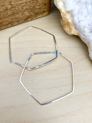 Geometric Hoop Earrings in Gold fill or Sterling Silver