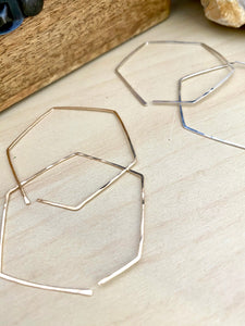 Geometric Hoop Earrings in Gold fill or Sterling Silver