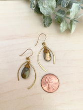 Load image into Gallery viewer, Wishbone Earrings with Labradorite