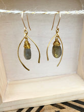 Load image into Gallery viewer, Wishbone Earrings with Labradorite