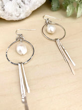 Load image into Gallery viewer, Sterling Silver Hoop Statement Earrings with Freshwater Pearl