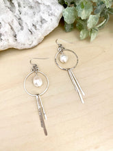 Load image into Gallery viewer, Sterling Silver Hoop Statement Earrings with Freshwater Pearl