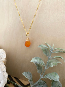 Carnelian Orange Gemstone Drop Necklace