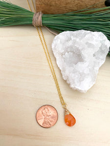 Carnelian Orange Gemstone Drop Necklace