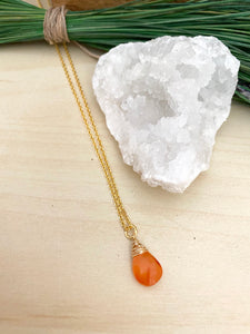 Carnelian Orange Gemstone Drop Necklace