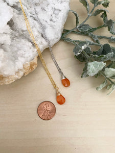 Carnelian Orange Gemstone Drop Necklace