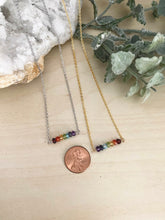 Load image into Gallery viewer, Rainbow Gemstone Bar Necklace - Pride Necklace