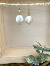 Load image into Gallery viewer, White Coin Pearl Earrings