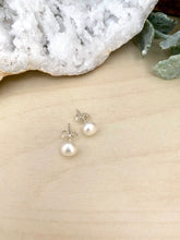 Load image into Gallery viewer, White Freshwater Pearl Studs on Sterling Silver Posts 6 mm