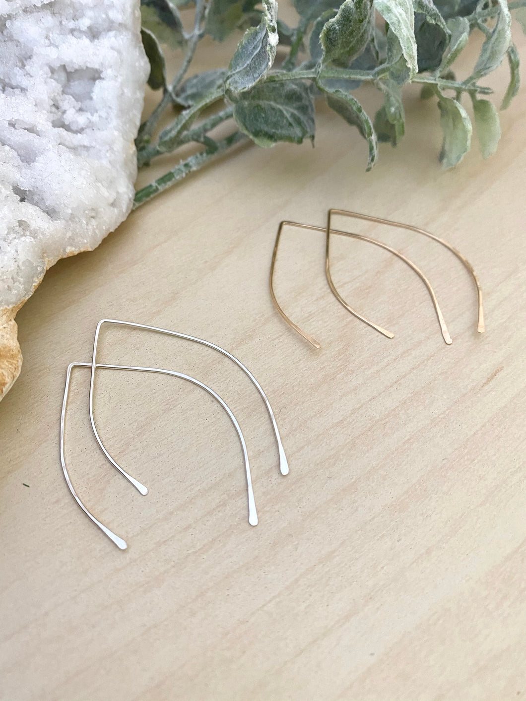 Marquise Open Hoop Earrings in Gold fill or Sterling Silver