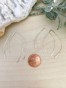 Marquise Open Hoop Earrings in Gold fill or Sterling Silver