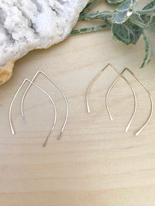 Marquise Open Hoop Earrings in Gold fill or Sterling Silver