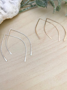 Marquise Open Hoop Earrings in Gold fill or Sterling Silver