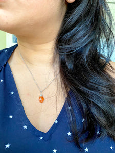 Carnelian Orange Gemstone Drop Necklace