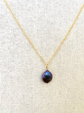 Load image into Gallery viewer, Dark Purple Single Coin Pearl Necklace