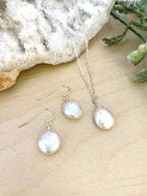 Load image into Gallery viewer, Freshwater Coin Pearl Necklace and Earring Gift Set in Sterling Silver