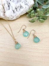 Load image into Gallery viewer, Aqua Chalcedony Necklace and Earring Gift Set in 14k Gold Fill