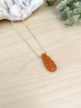 Load image into Gallery viewer, Carved Leaf Necklace in Aventurine - 14k Gold Filled