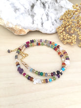 Load image into Gallery viewer, Colourful Confetti Choker - Mixed Gemstone Choker Necklace Adjustable 14 to 16 inches Bright pop of Color