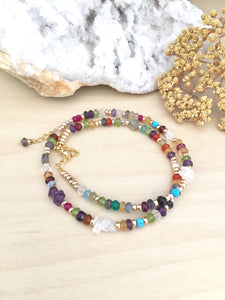 Colourful Confetti Choker - Mixed Gemstone Choker Necklace Adjustable 14 to 16 inches Bright pop of Color