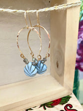 Load image into Gallery viewer, Alia Earrings - Boulder Opal and Labradorite Inverted Hoop earrings - Gold fill