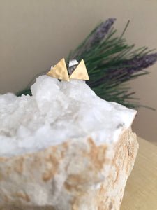 Triangle studs in brass with surgical steel posts