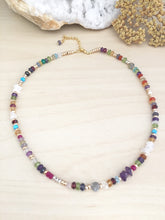 Load image into Gallery viewer, Colourful Confetti Choker - Mixed Gemstone Choker Necklace Adjustable 14 to 16 inches Bright pop of Color