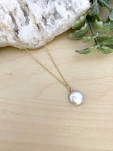 Load image into Gallery viewer, Small White Single Coin Pearl Necklace - Gold Fill or Sterling Silver