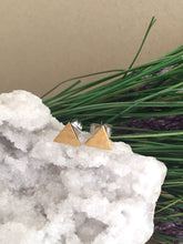 Load image into Gallery viewer, Triangle studs in brass with surgical steel posts