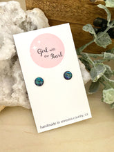 Load image into Gallery viewer, Blue Abalone Earrings on Surgical Steel posts