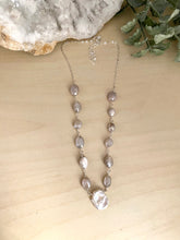 Load image into Gallery viewer, Wire Wrapped Moonstone Necklace with White Keshi Pearl Drop - Sterling Silver or Gold filled