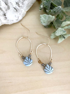 Alia Earrings - Boulder Opal and Labradorite Inverted Hoop earrings - Gold fill