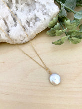 Load image into Gallery viewer, Small White Single Coin Pearl Necklace - Gold Fill or Sterling Silver