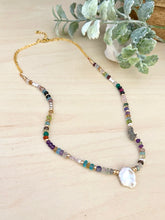 Load image into Gallery viewer, Confetti Colourful Pearl and Gemstone Statement Necklace - Adjustable 16 to 18 inches