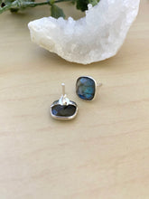 Load image into Gallery viewer, Labradorite studs on sterling silver posts - blue flash