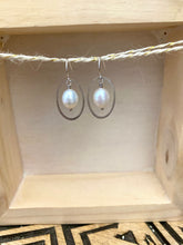 Load image into Gallery viewer, Oval Pearl Drop Earrings