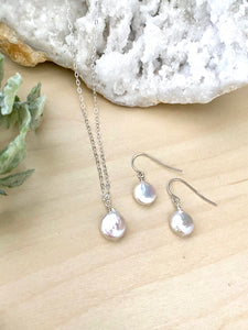 Small White Coin Pearl Gift Set - Sterling Silver or 14k Gold filled